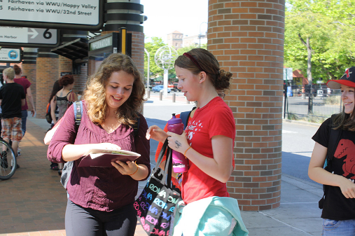 Kids at a bus station
